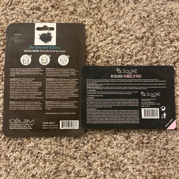 Set of 4 NEW Products - 3 Sheet Masks abs 1 Collagen Lip Patch for plumping - Picture 7 of 7